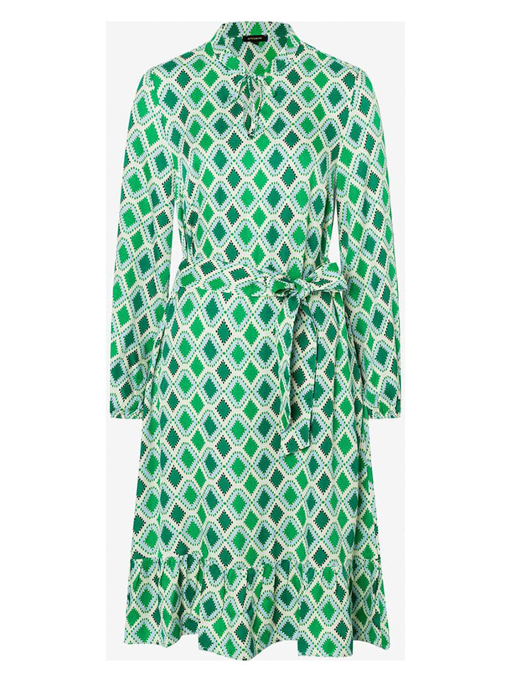 Jurk groen/wit