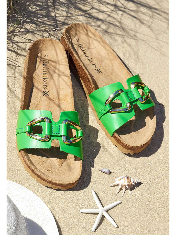 BABUNKERS Family Leren slippers groen goedkoop kopen limango