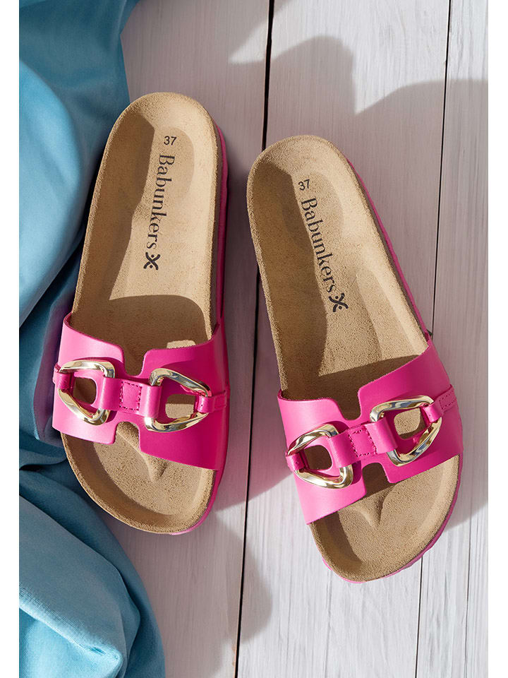 Leren slippers roze