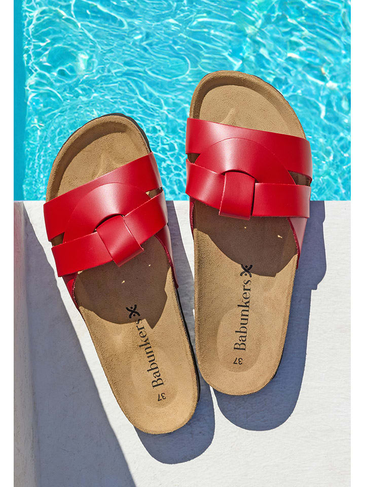 Leren slippers rood