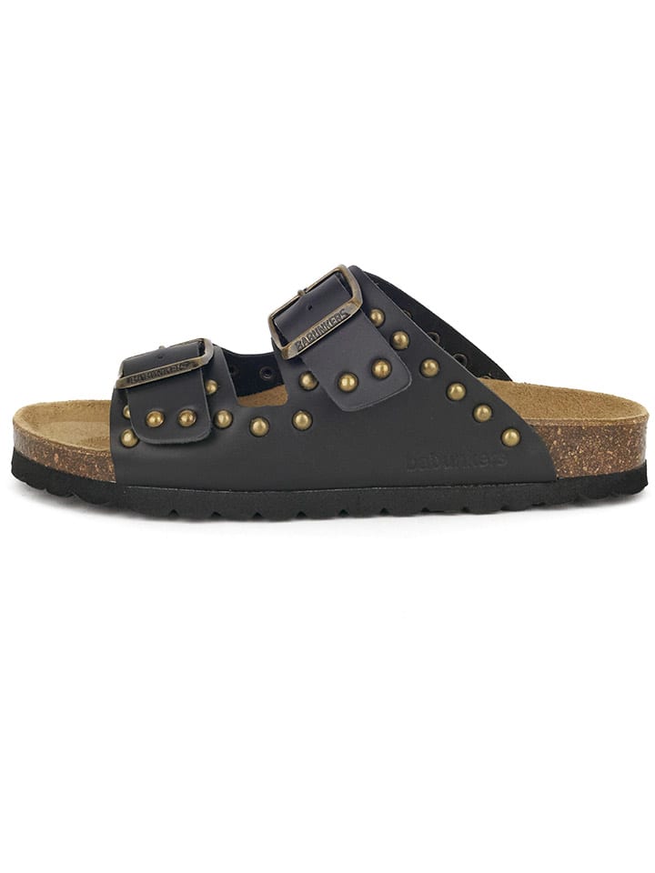Leren slippers zwart