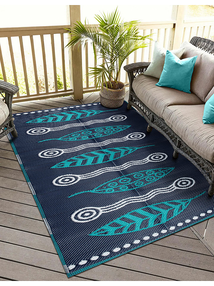 Outdoortapijt donkerblauw/turquoise