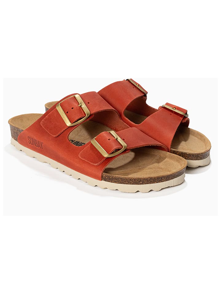 Leren slippers "Trefle" rood
