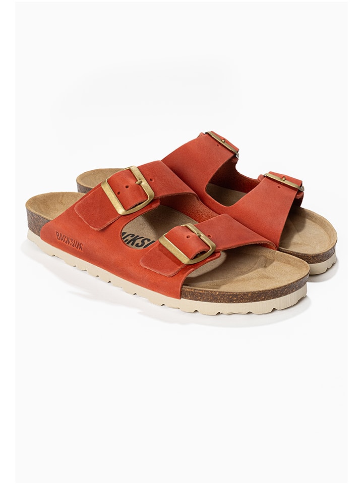 Leder-Pantoletten "Bali" in Orange