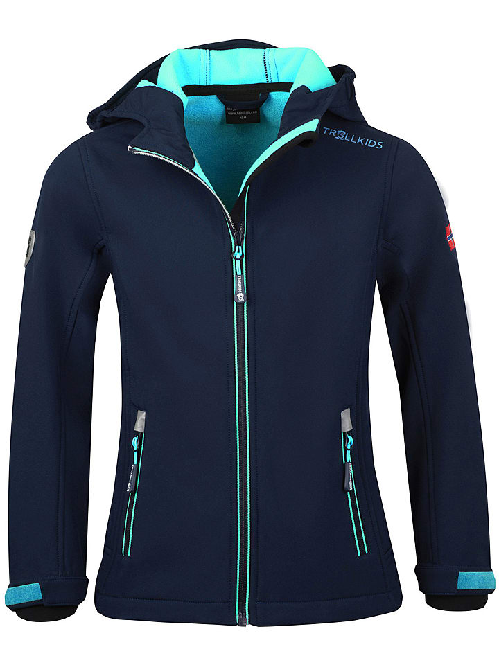 Softshelljacke "Trollfjord" in Dunkelblau/ Mint