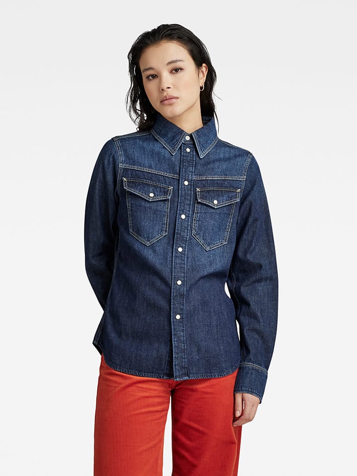 G Star Spijkerblouse donkerblauw goedkoop kopen limango