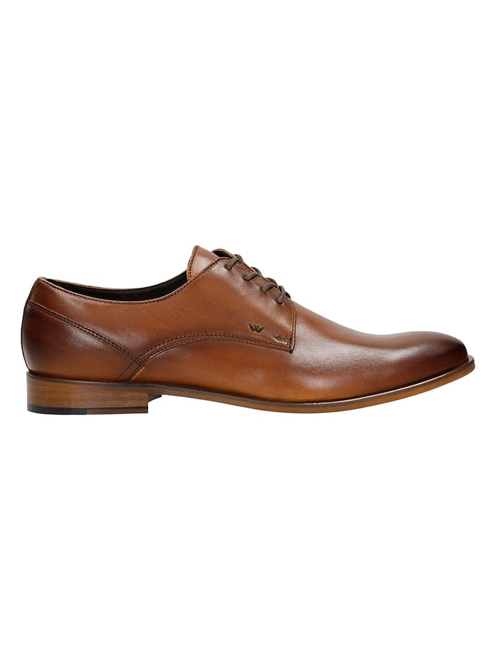 Leder-Schnürschuhe in Braun