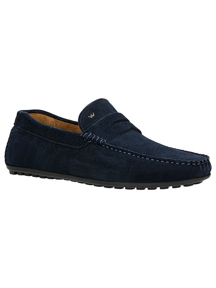 Leren mocassins donkerblauw