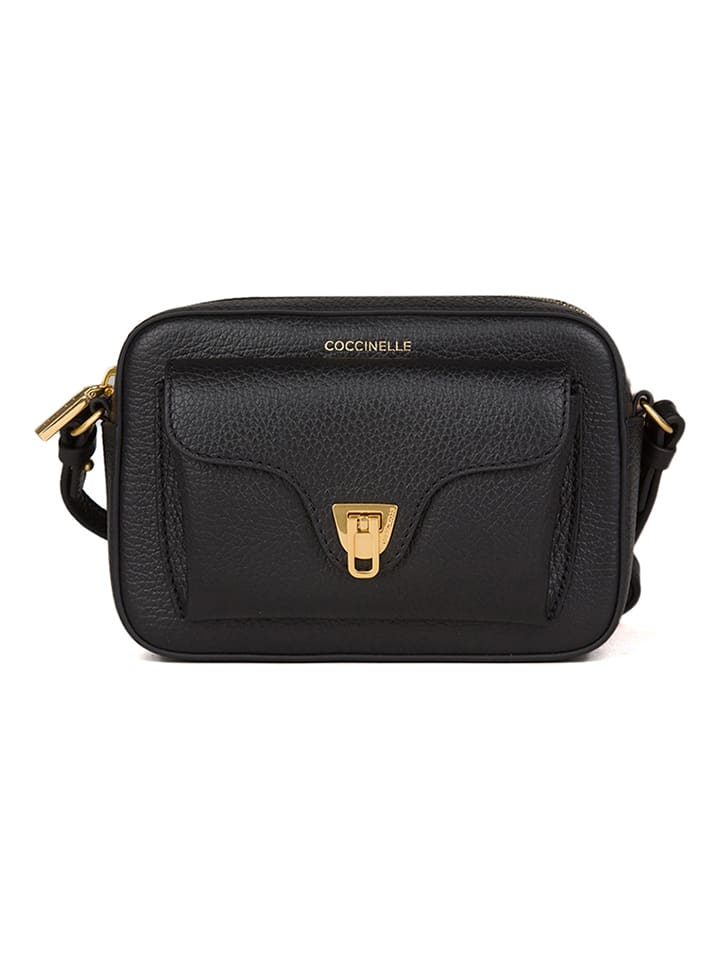 Leder-Umhängetasche in Schwarz - (B)18 x (H)11 cm