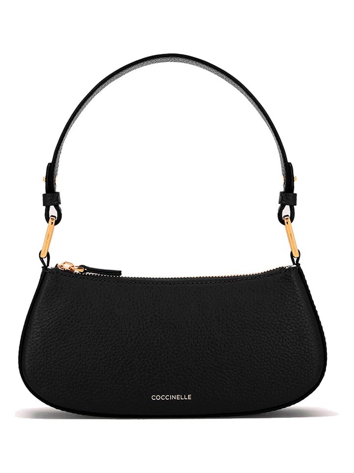 Leder-Schultertasche in Schwarz - (B)23 x (H)11,5 x (T)4 cm