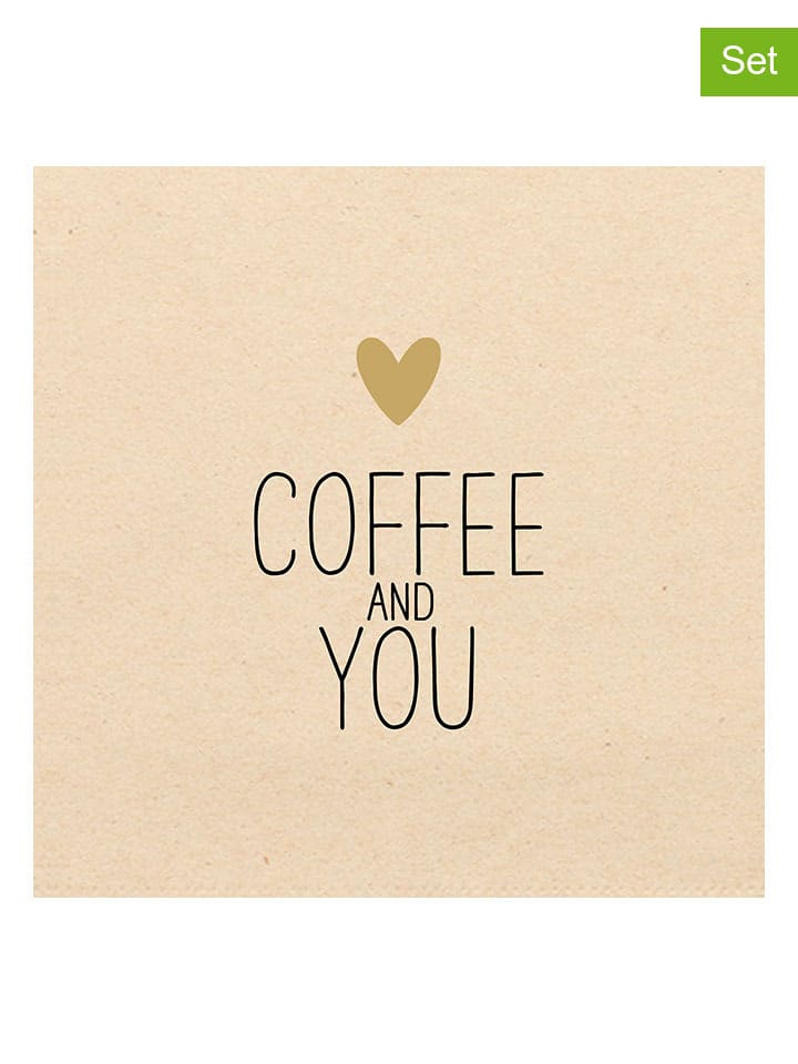 Serwetki (40 szt.) "Coffee + You" w kolorze beżowo-czarnym
