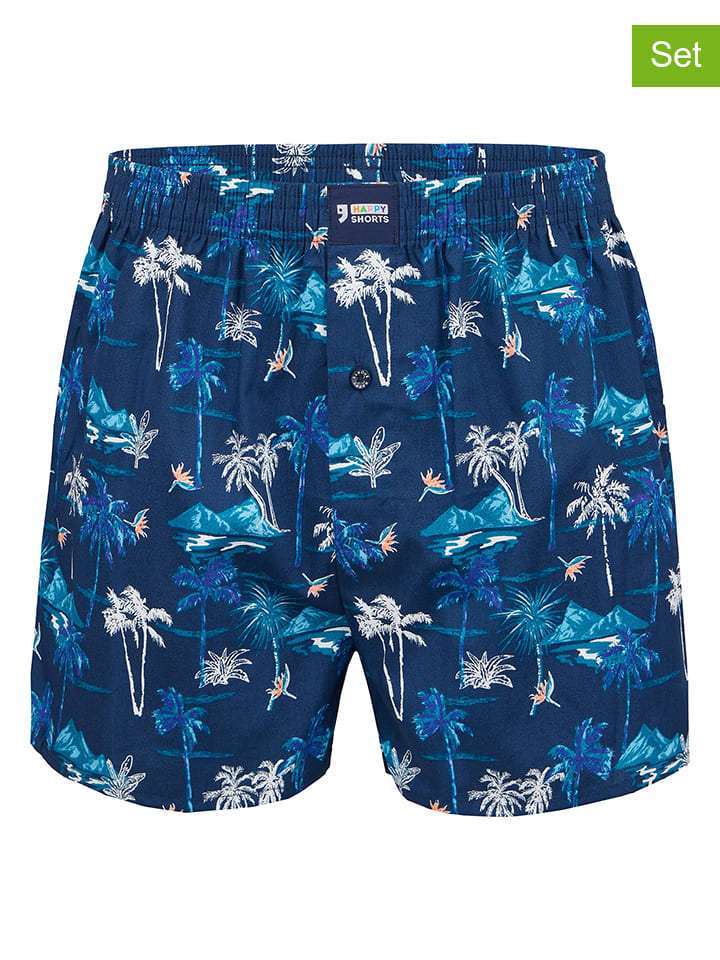 2-delige set: geweven boxershorts blauw
