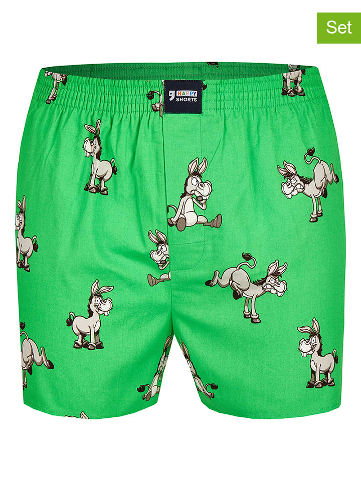 2-delige set: geweven boxershorts groen