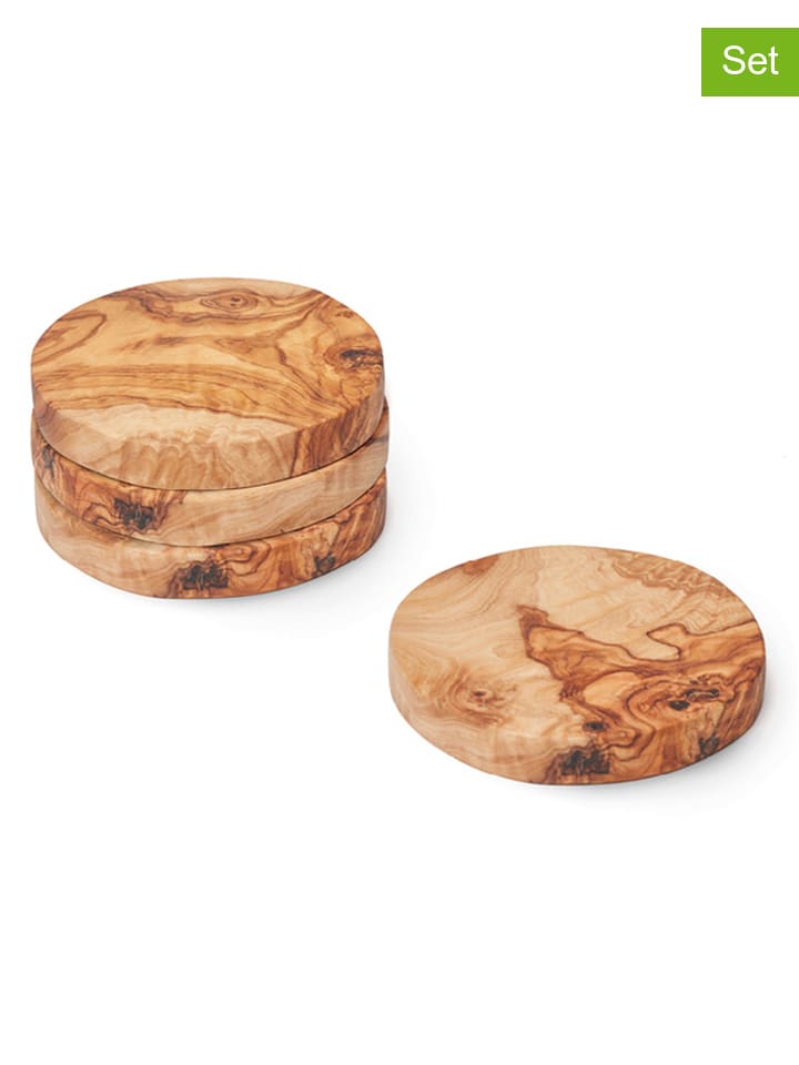 4-delige set: onderzetters naturel - Ø 9 cm