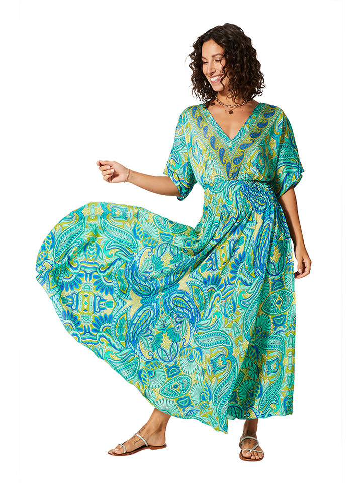 Kleid in Grün/ Blau