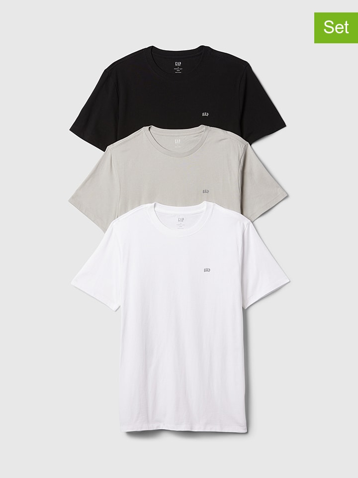 3er-Set: Shirts in Weiß/ Hellgrau/ Schwarz