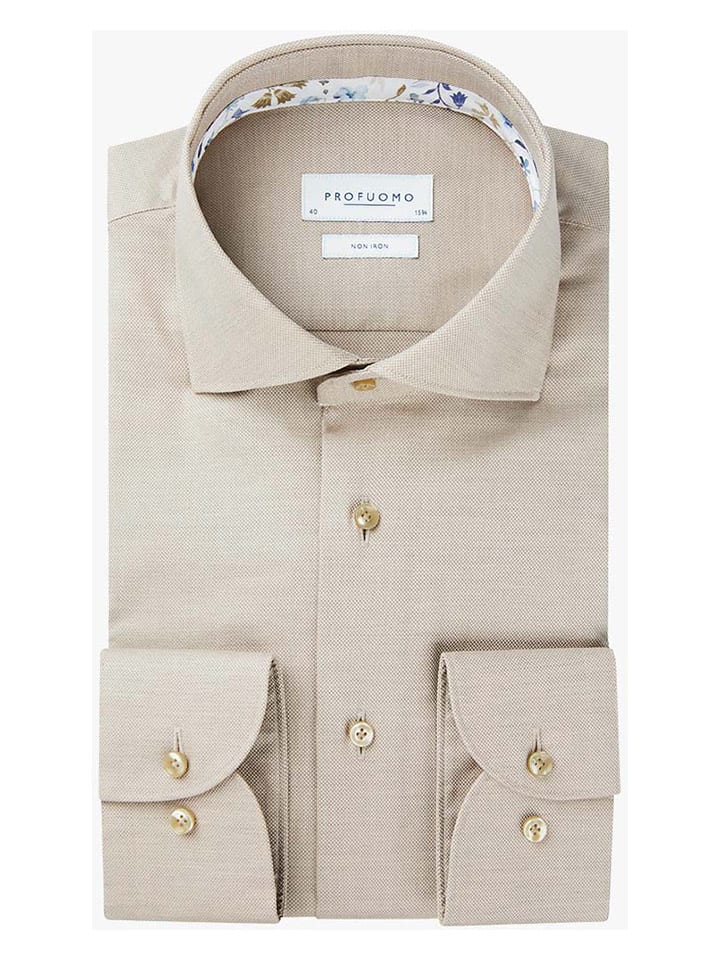 PROFUOMO Blouse slim fit beige goedkoop kopen limango