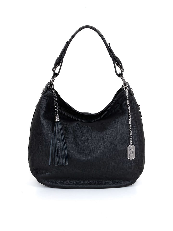 Leren schoudertas "Paolanna" zwart - (B)34 x (H)32 x (D)14 cm