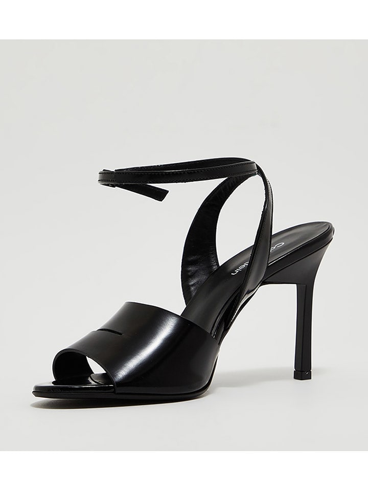 Leder-Sandaletten in Schwarz