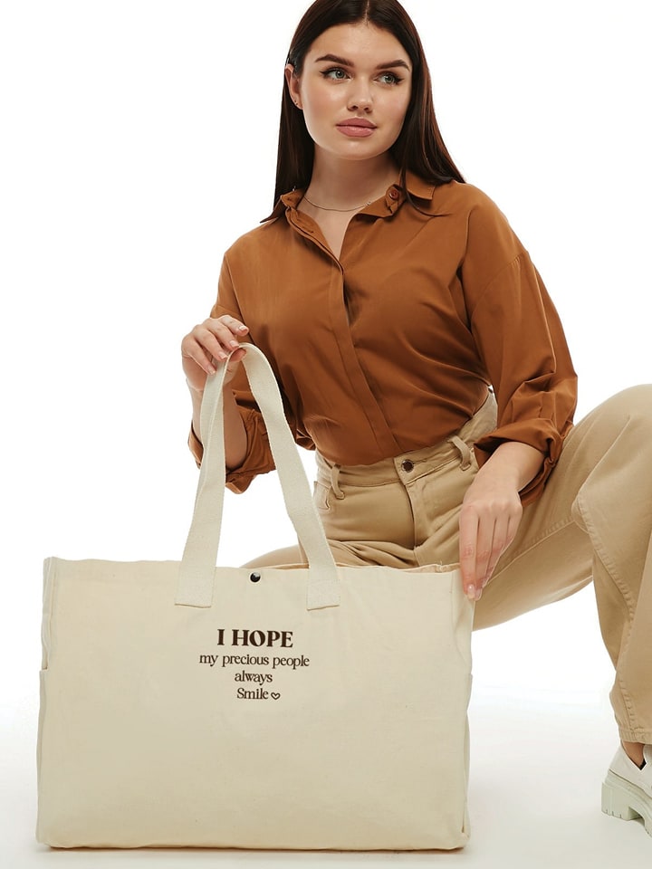 Shopper crème - (B)50 x (H)36 x (D)12 cm