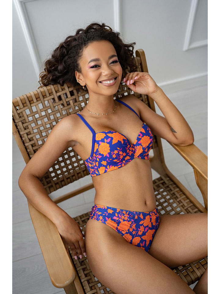Biustonosz bikini "Rodos" w kolorze niebiesko-pomarańczowym