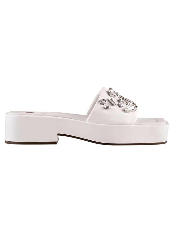 Leren slippers "Teresa" wit