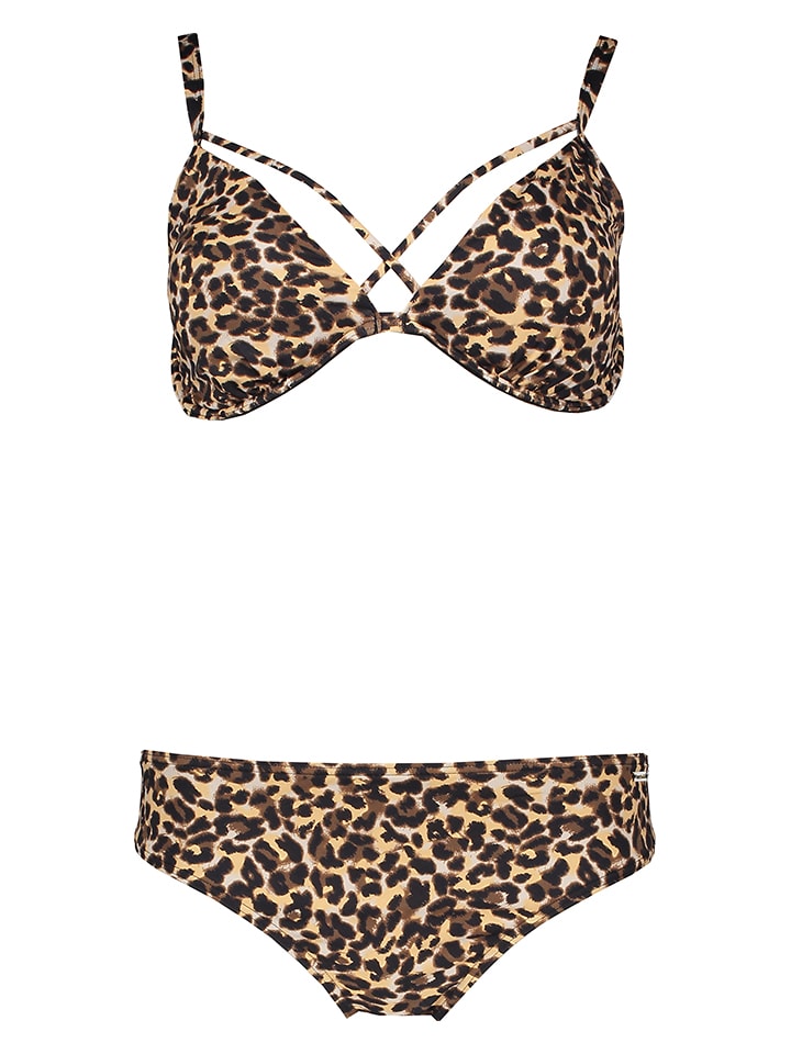 Bikini in Beige/ Braun/ Schwarz