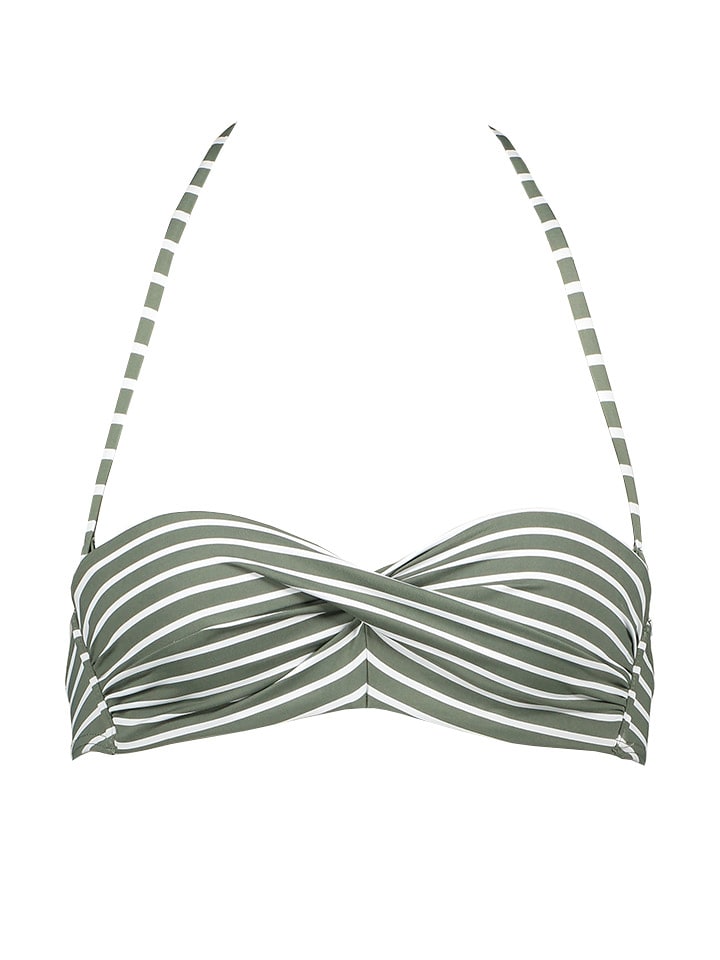 Biustonosz bikini w kolorze oliwkowo-białym