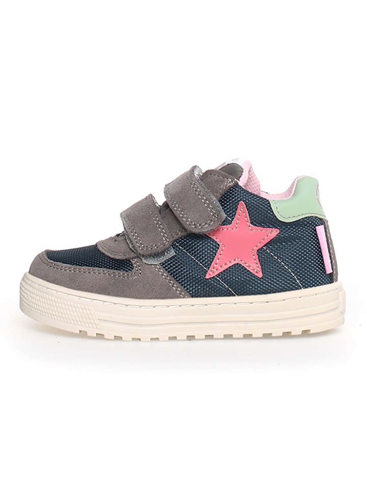 Leder-Sneakers "Hess" in Grau/ Dunkelblau/ Rosa