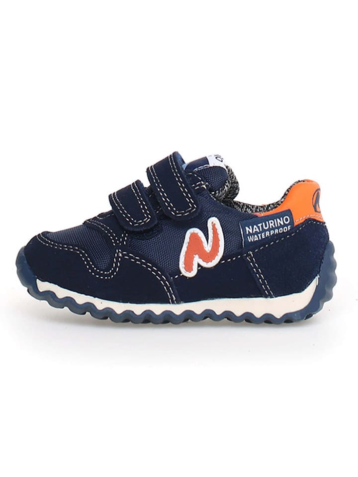 Leren sneakers "Sammy 2" donkerblauw/oranje