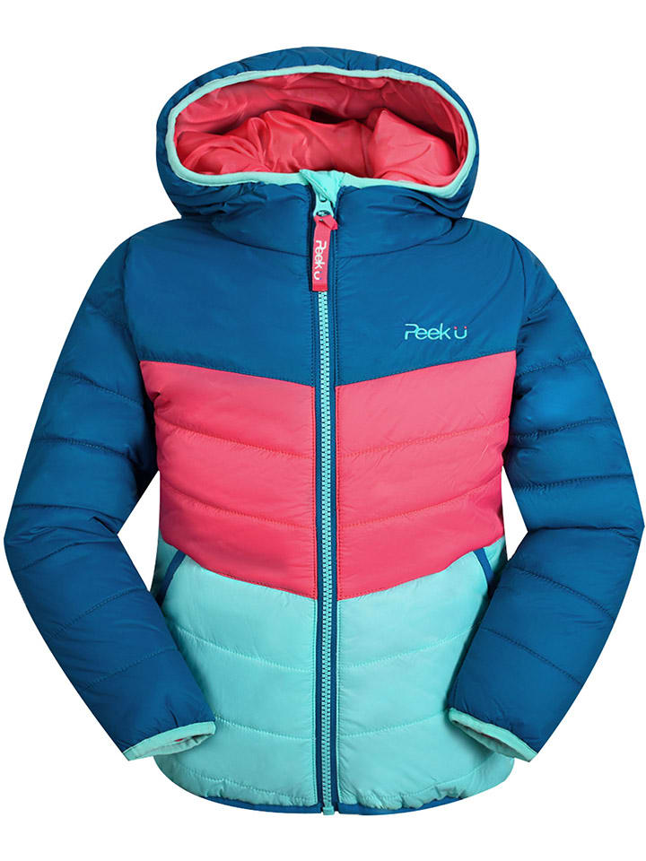All-season doorgestikte jas "Prim" blauw/roze/truquoise