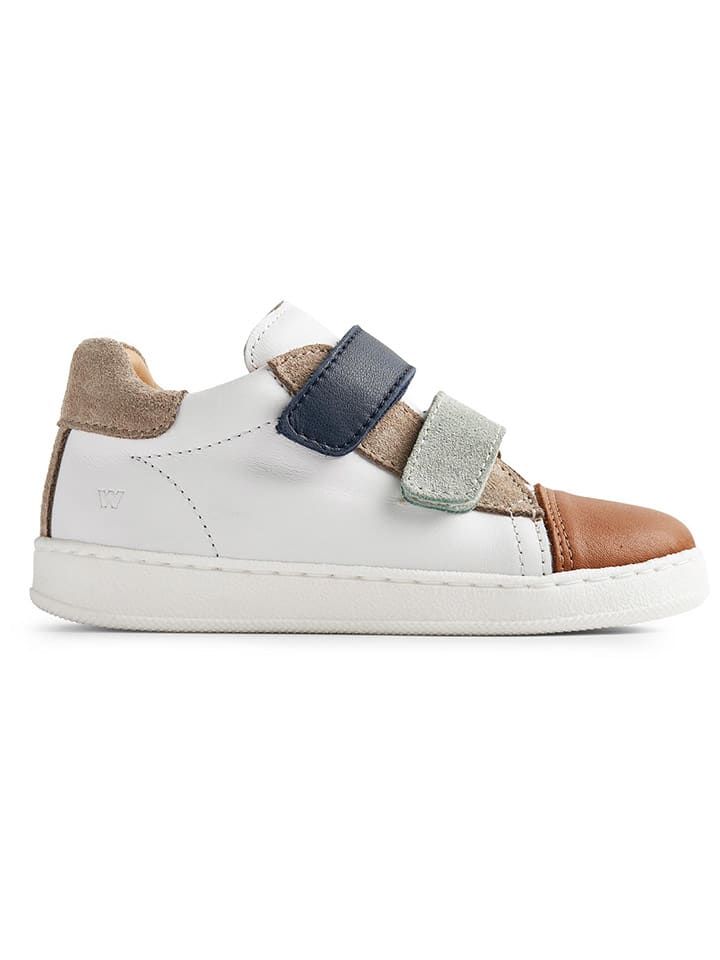 Leder-Sneakers in Weiß/ Braun