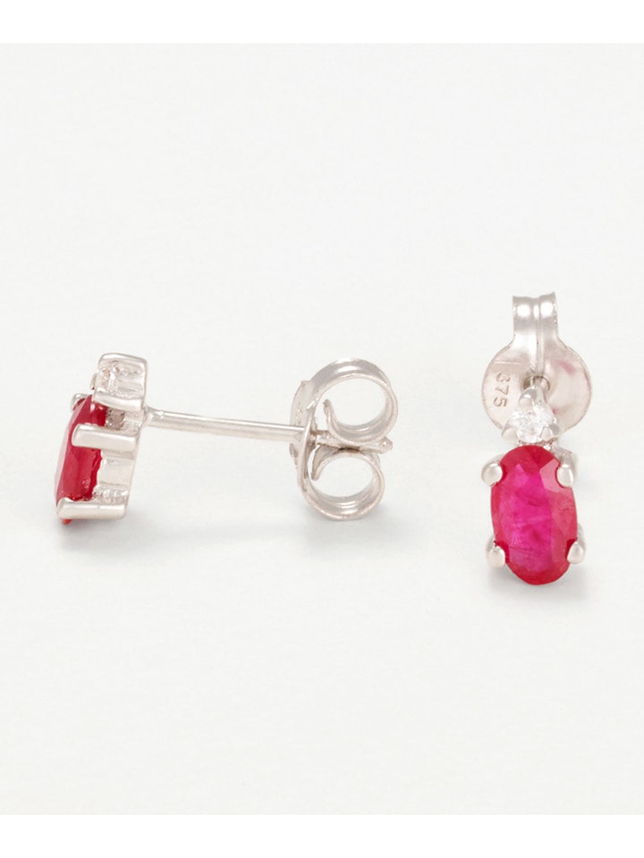 Weißgold-Ohrstecker "Ruby" mit Edelsteinen