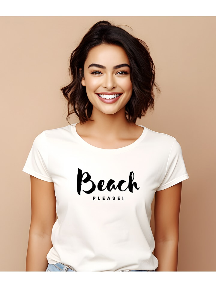 Shirt "Beach please" wit