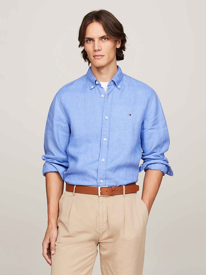 Tommy Hilfiger Linnen blouse lichtblauw goedkoop kopen limango