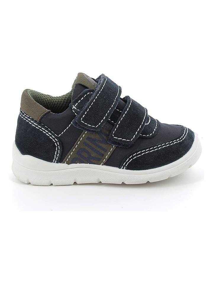 Leder-Sneakers in Dunkelblau/ Khaki