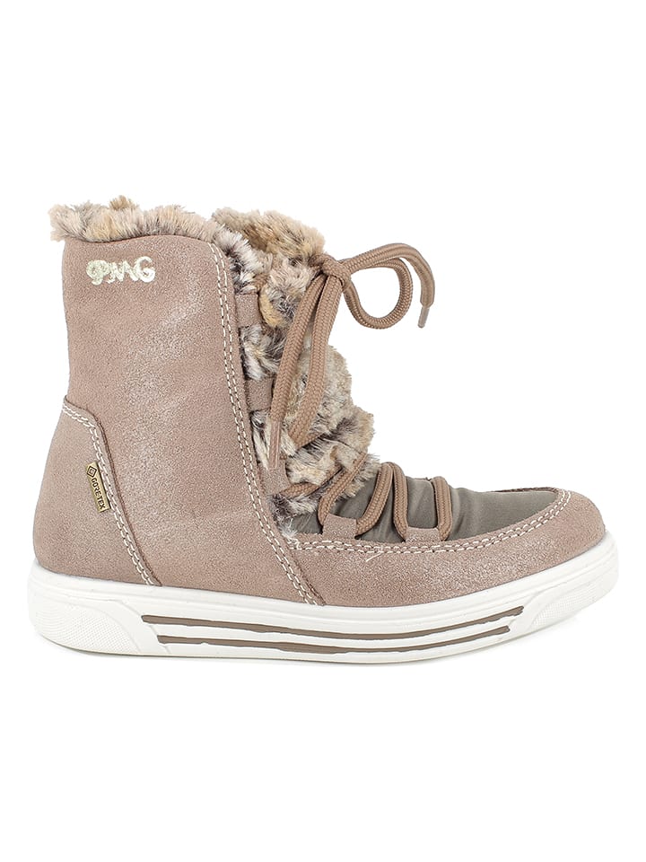 Leder-Winterboots in Beige