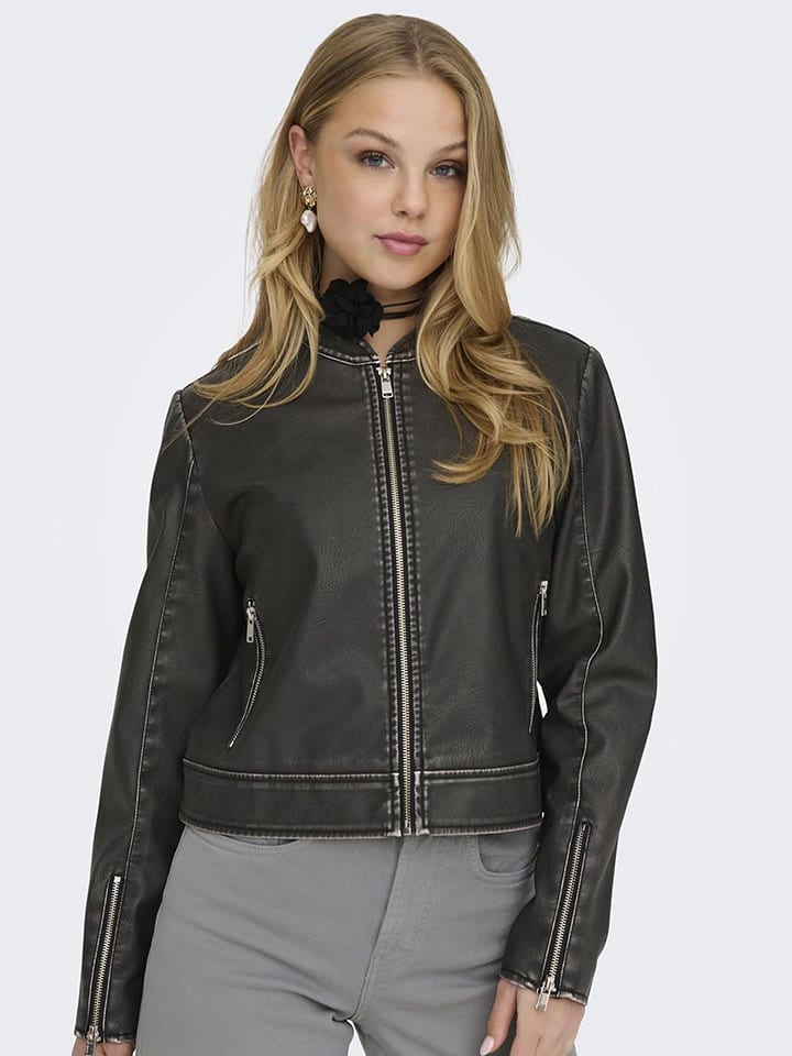 Kunstlederjacke in Schwarz