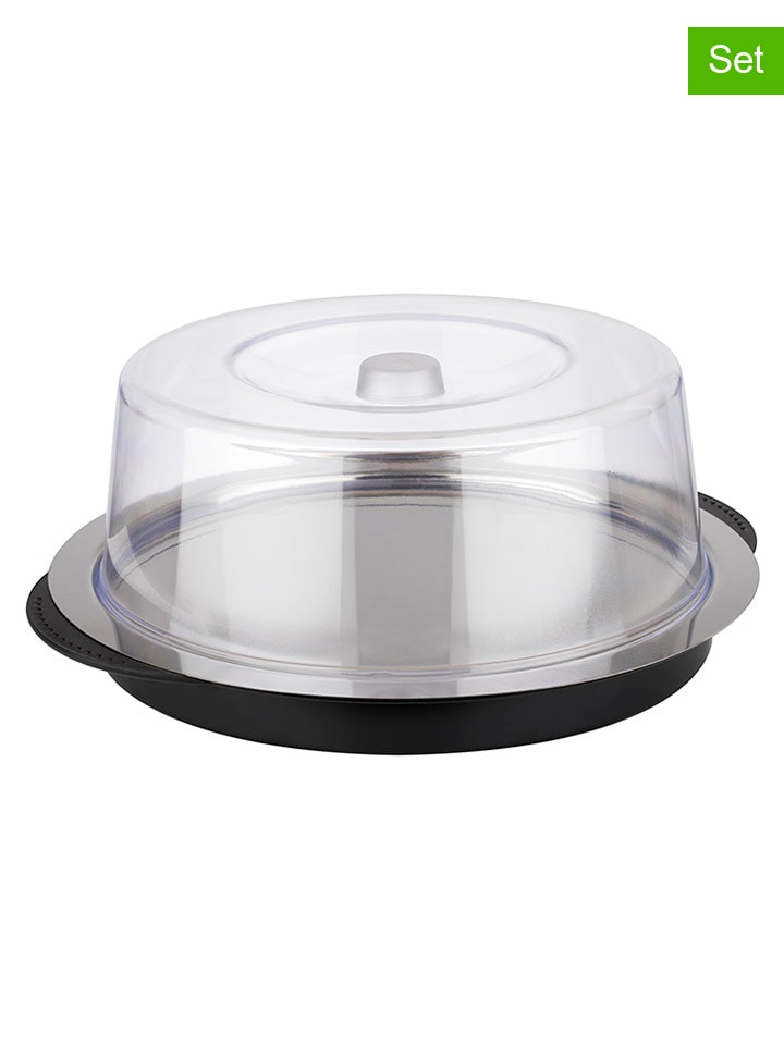 4tlg. Thermo-Tablett-Set in Schwarz/ Transparent