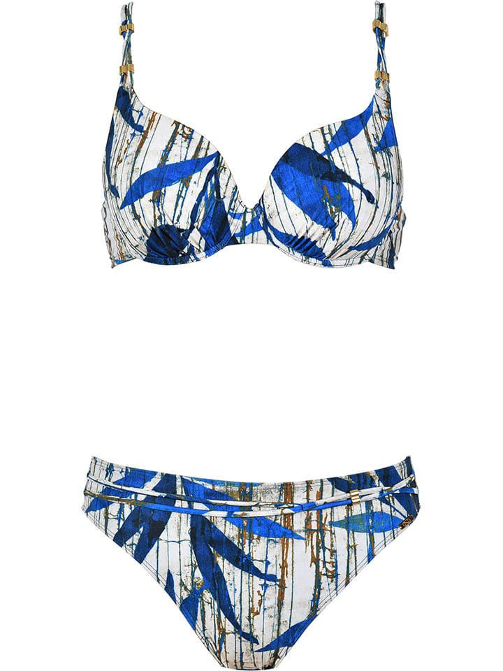 Bikini w kolorze niebiesko-kremowym