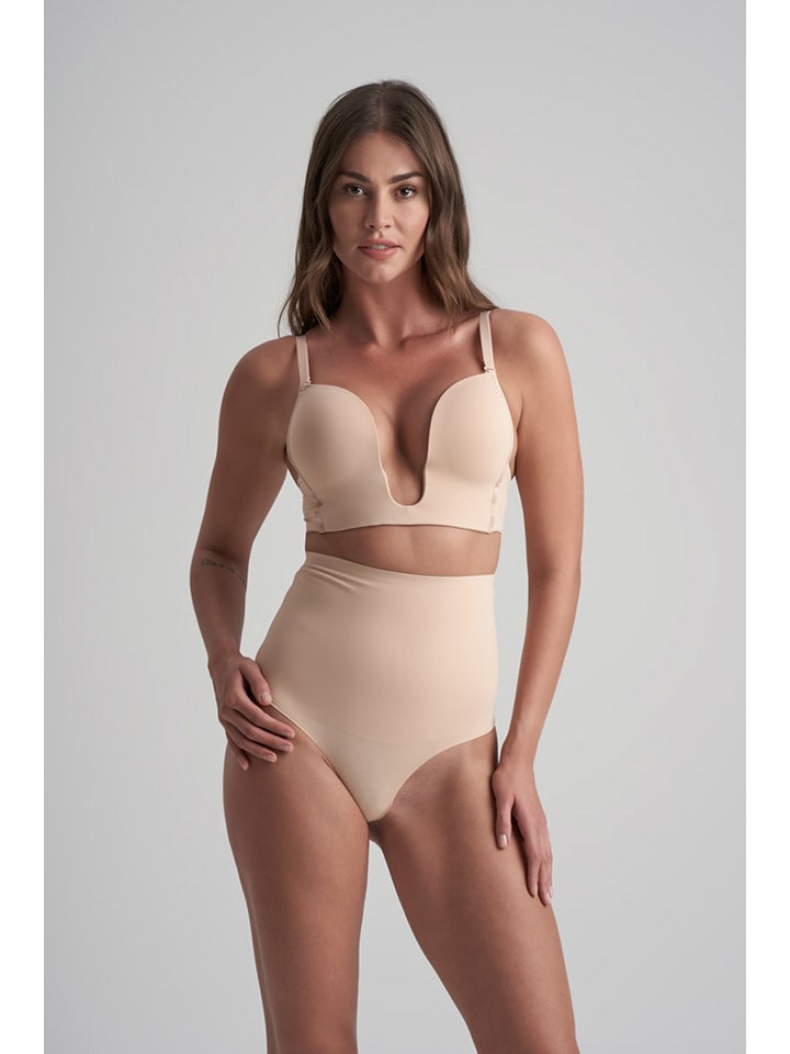 Stringi high waist w kolorze beżowym