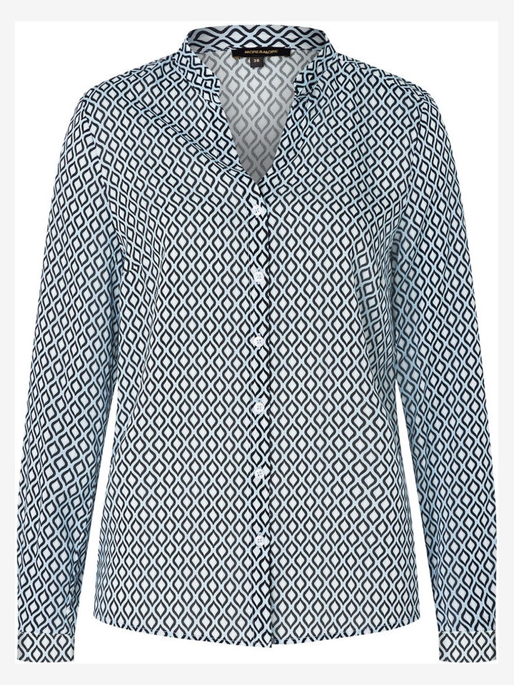 Bluse in Hellblau/ Schwarz