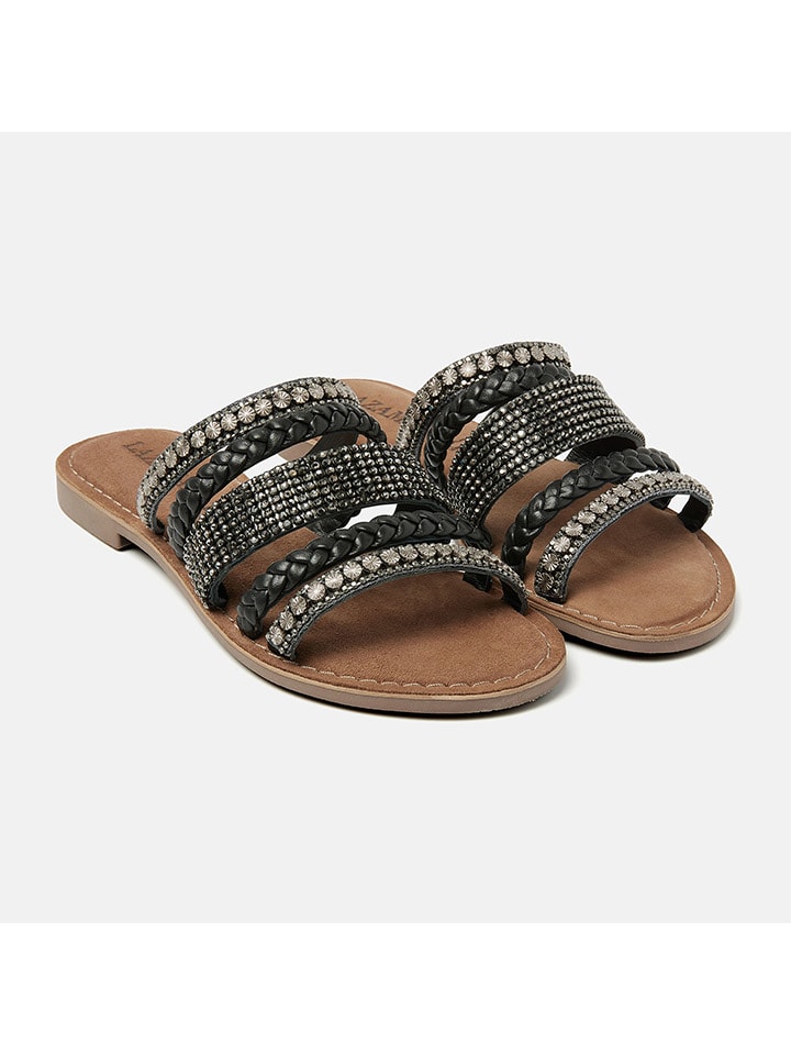 Lazamani Leren slippers zwart goedkoop kopen limango