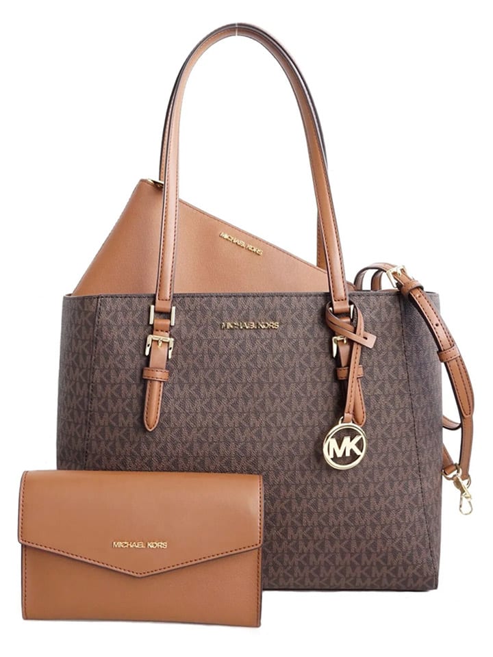 Leren shopper donkerbruin - (B)40 x (H)34 x (D)13 cm