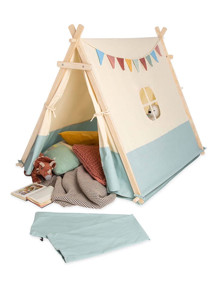 Spielzelt "Yuma" in Beige/ Hellblau - (B)101 x (H)106 x (T)131 cm - ab 3 Jahren