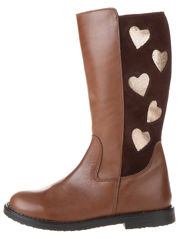 Leder-Stiefel in Hellbraun