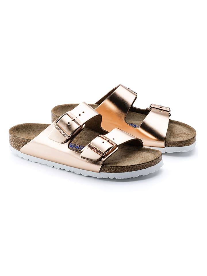 Birkenstock arizona soft footbed rose gold clearance
