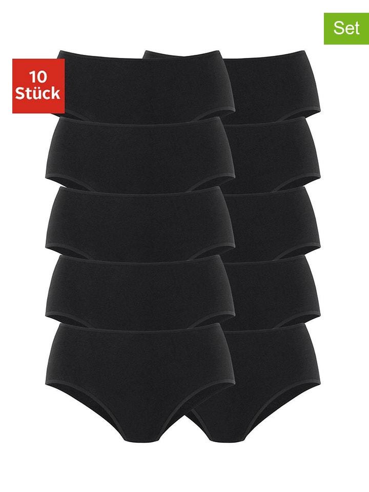 10er-Set: Taillenslips in Schwarz