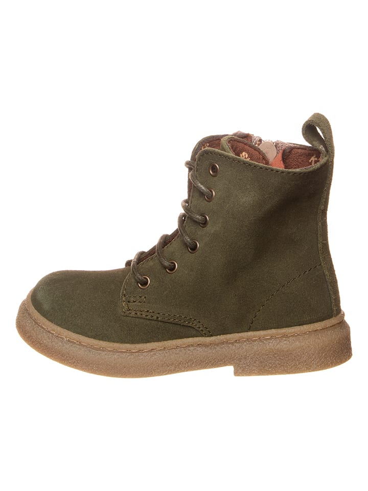 Skórzane botki w kolorze khaki