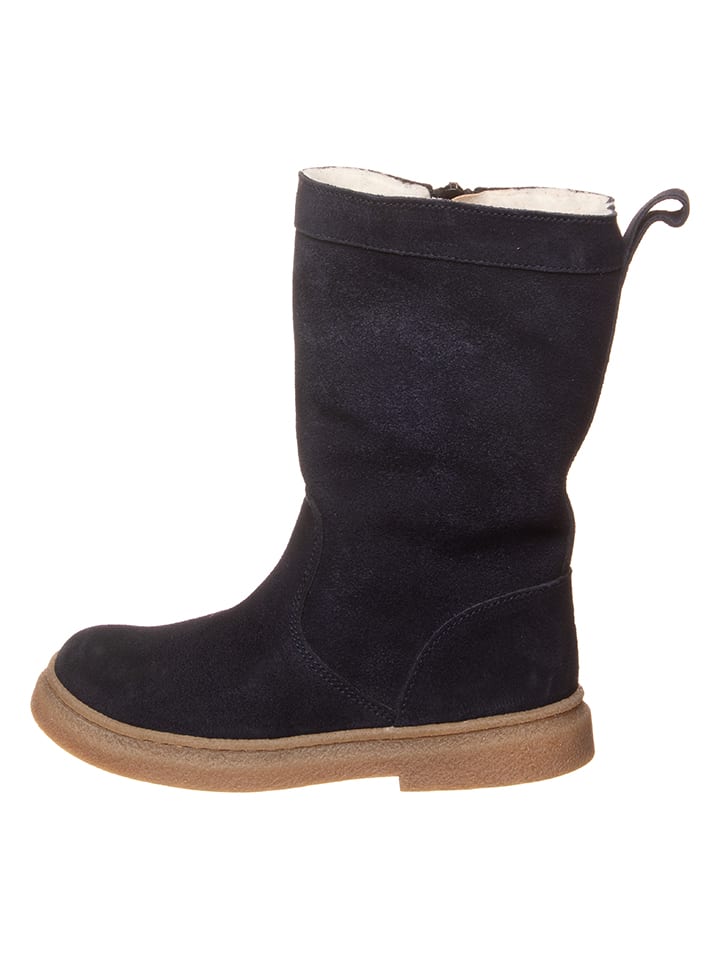 Leren winterlaarzen donkerblauw